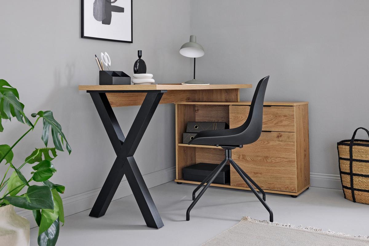 Eckschreibtisch Mit Stauraum B 140cm H 76cm Club, Eichefarbe - Eichefarben, MODERN, Holzwerkstoff (140/95/76cm) - Livetastic