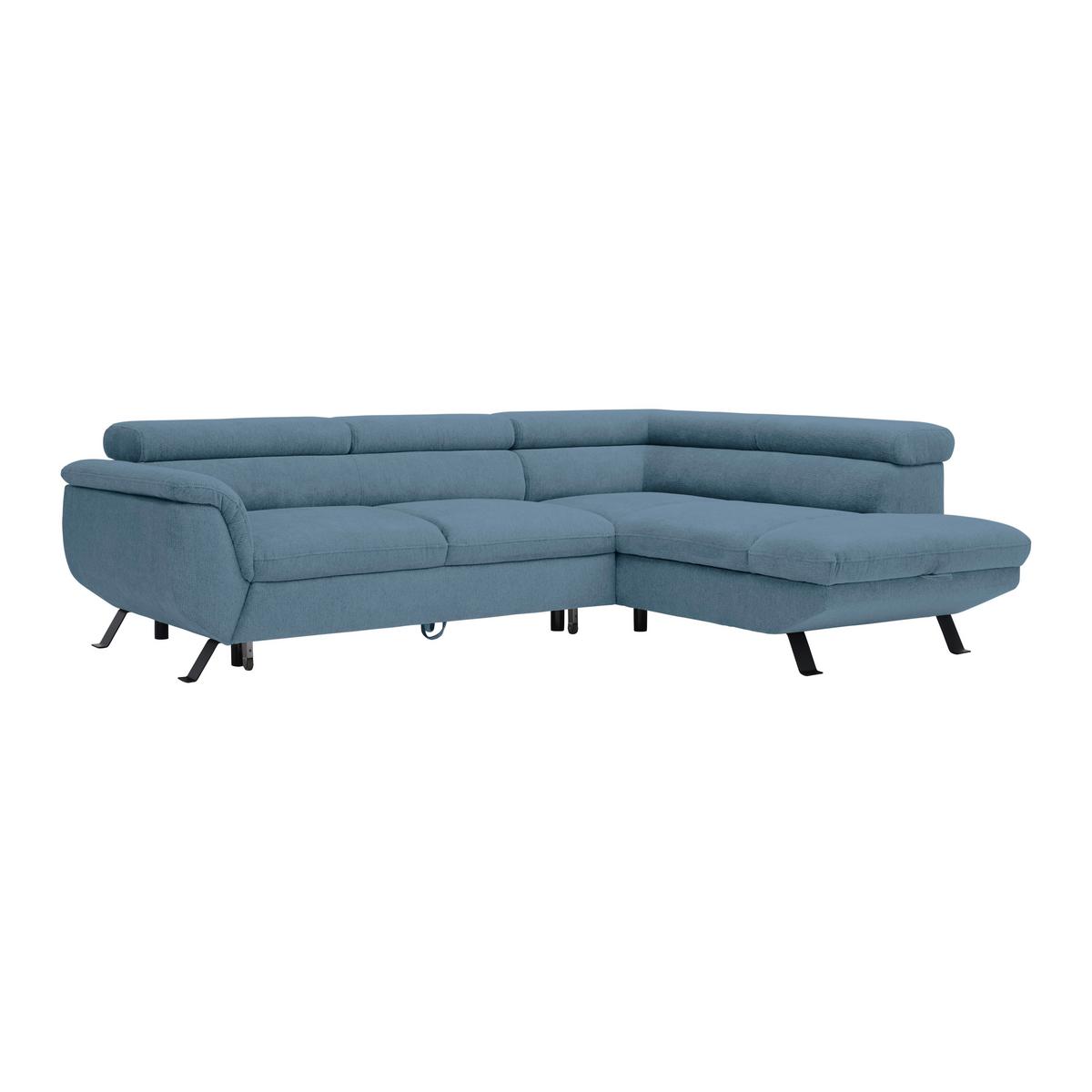 Rohová sedačka RAVEN, pravá, tmavě modrá - černá/tmavě modrá, Moderní, kov/textil (257/198cm) - Mömax