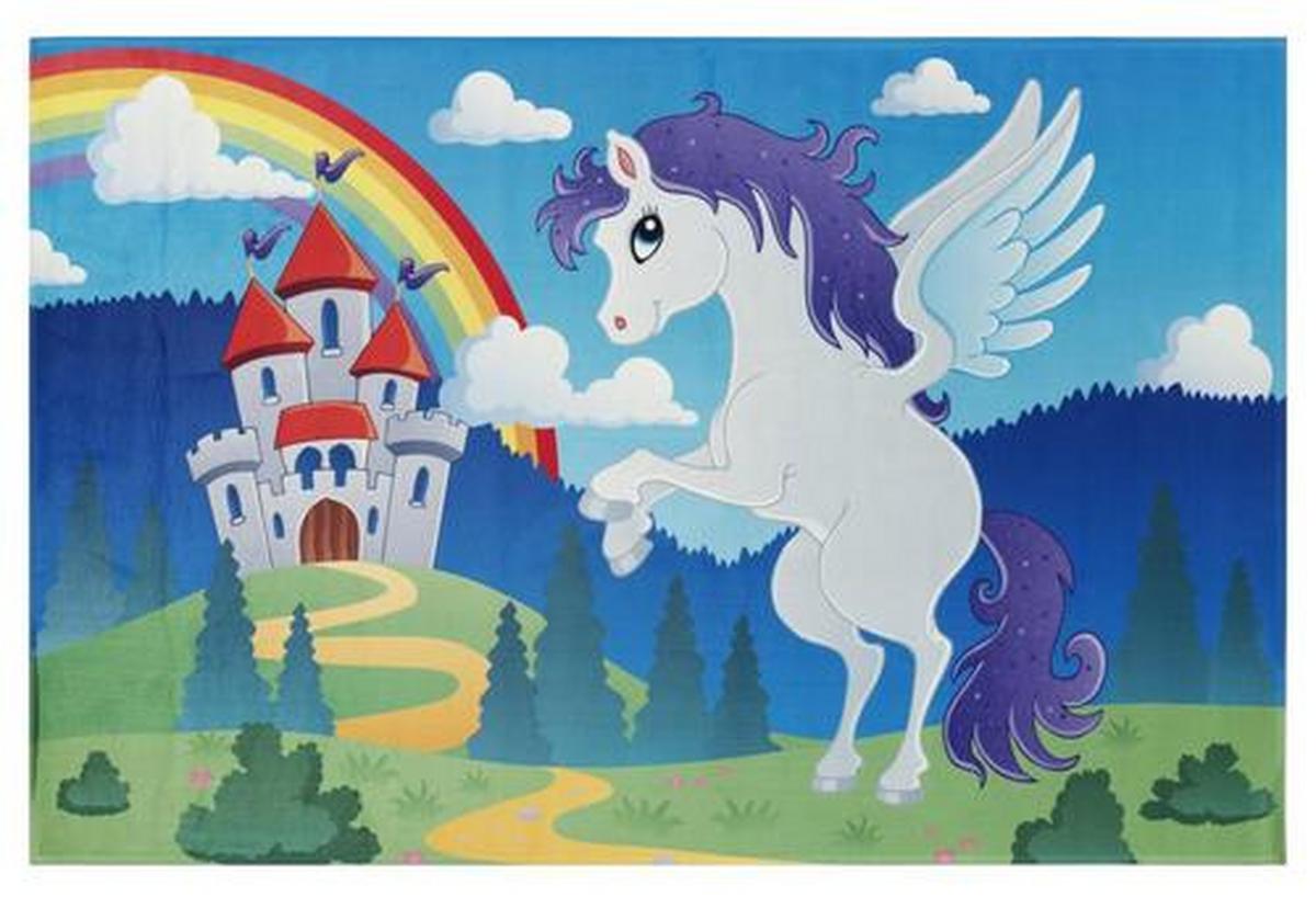 Kinderteppich Einhorn Blau/ Grün Zauberwelt 110x170 Cm - Multicolor, Trend, Textil (110/170cm)