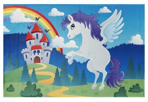 Kinderteppich Einhorn Blau/ Grün Zauberwelt 110x170 Cm