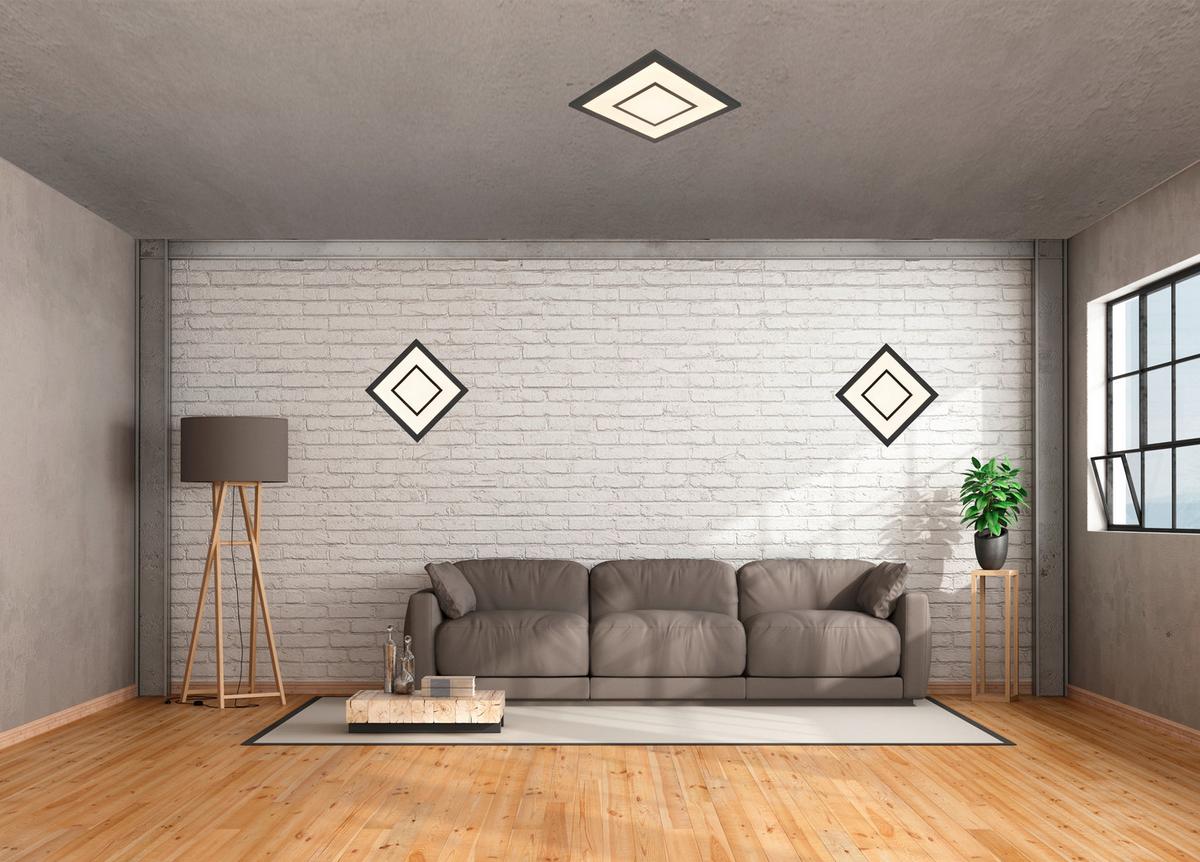 STROPNÍ LED SVÍTIDLO Prem, 35/35/6cm - černá, Moderní, kov/plast (30/30/5,5cm) - Modern Living