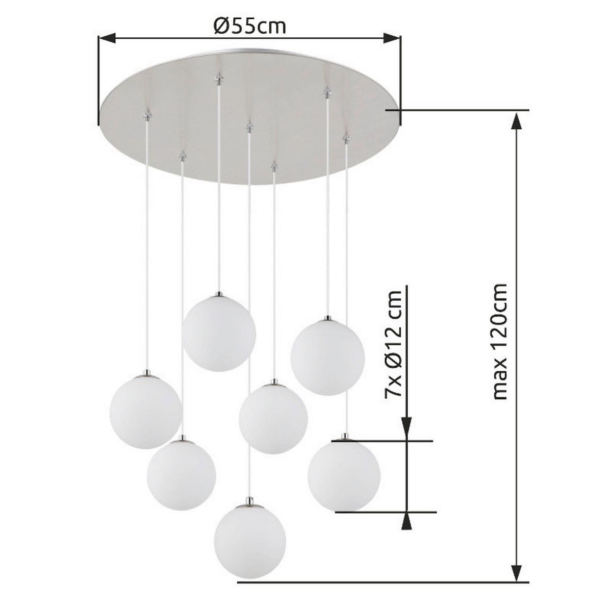 Led Függőlámpa 56140-7h - fekete/nikkelszínű, Design, műanyag/üveg (55/55/120cm) - Globo