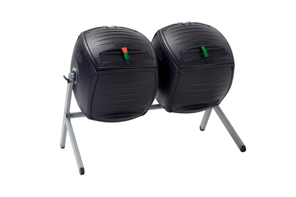 Komposter Kompost-Zwilling 380 L - Schwarz, Basics, Kunststoff (148/111/80cm)