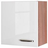 Horná kuchynská skrinka VENEZIA - VALERO biela - biela s vysokým leskom/farba ušľachtilej ocele, Modern, kov/kompozitné drevo (50/54,8/32cm) - FlexWell