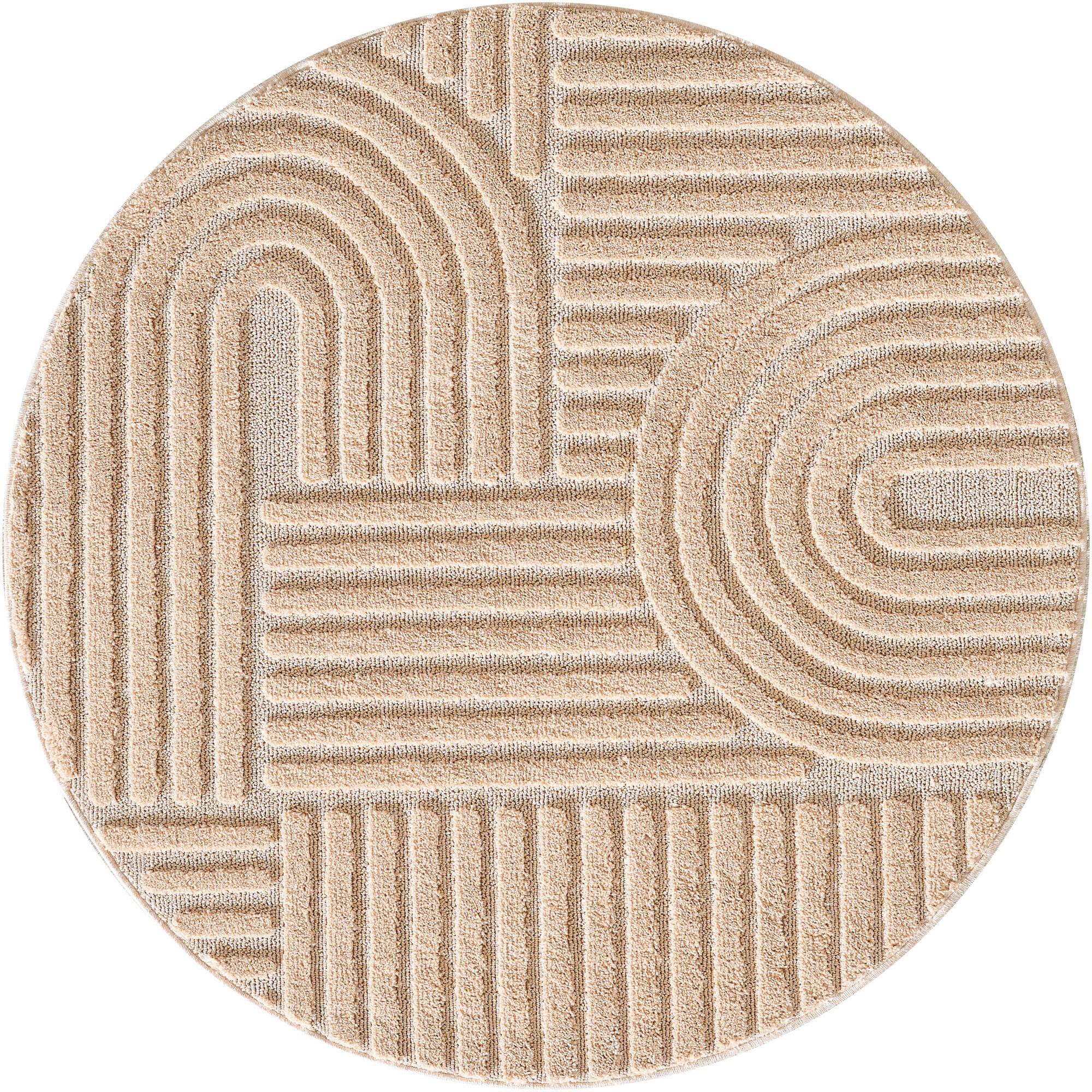 Hochflorteppich Rund Rosa Art D: 80 cm - Rosa, Basics, Textil (80cm) - Novel