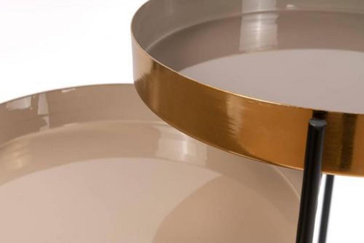 Beistelltisch Mit 3 Etagen, Creme/Schwarz - Creme/Schwarz, Basics, Metall (96,5/60,5/30,5cm) - Kayoom