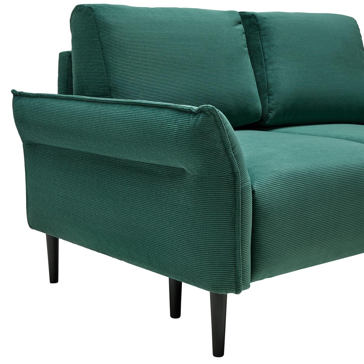 Dvoumístná pohovka CUSTOM, tmavě zelený manšestr - černá/tmavě zelená, Moderní, dřevo/textil (150/85/92cm) - Mömax