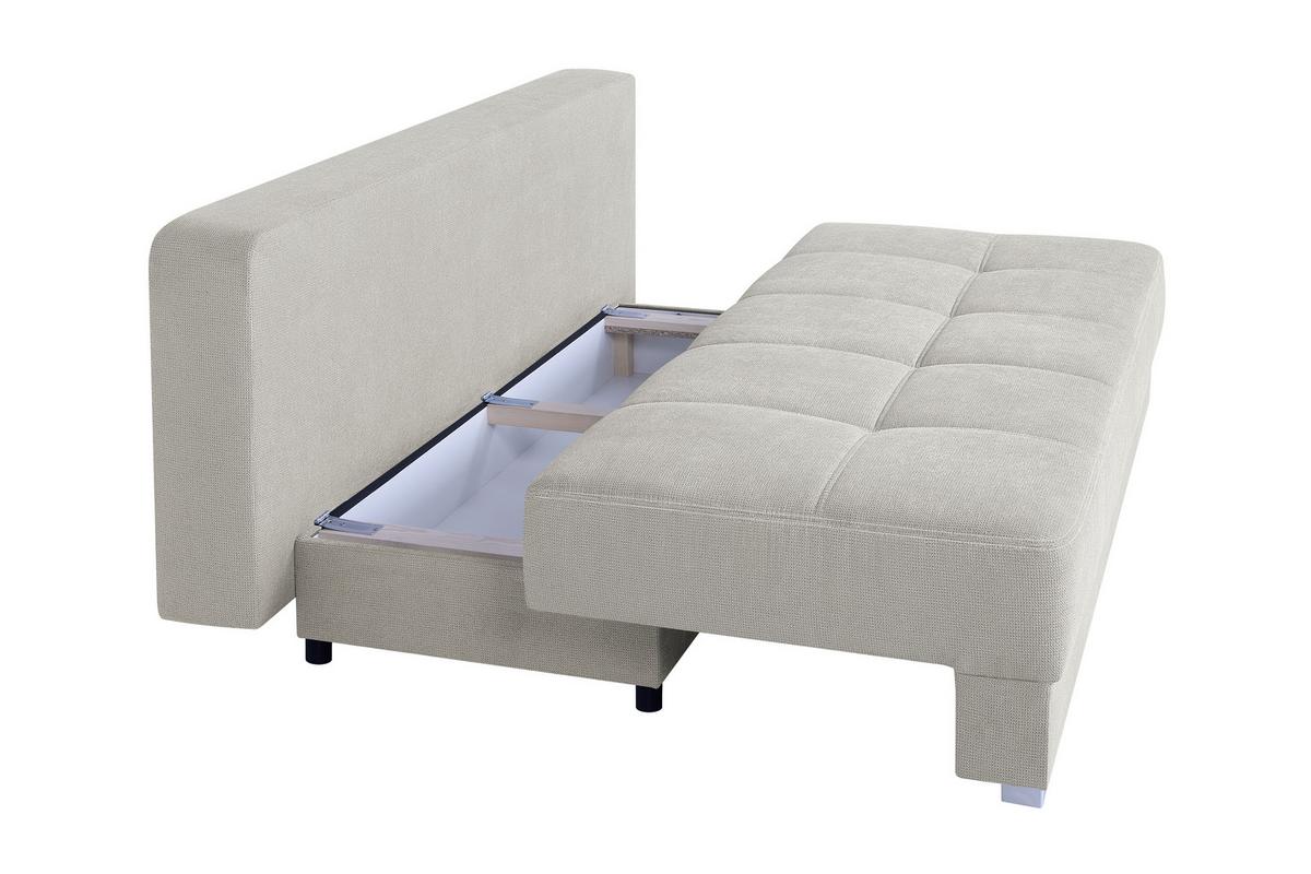Schlafsofa mit Bettkasten Ben Creme - Chromfarben/Creme, Design, Holzwerkstoff/Textil (200/90/110cm) - P & B