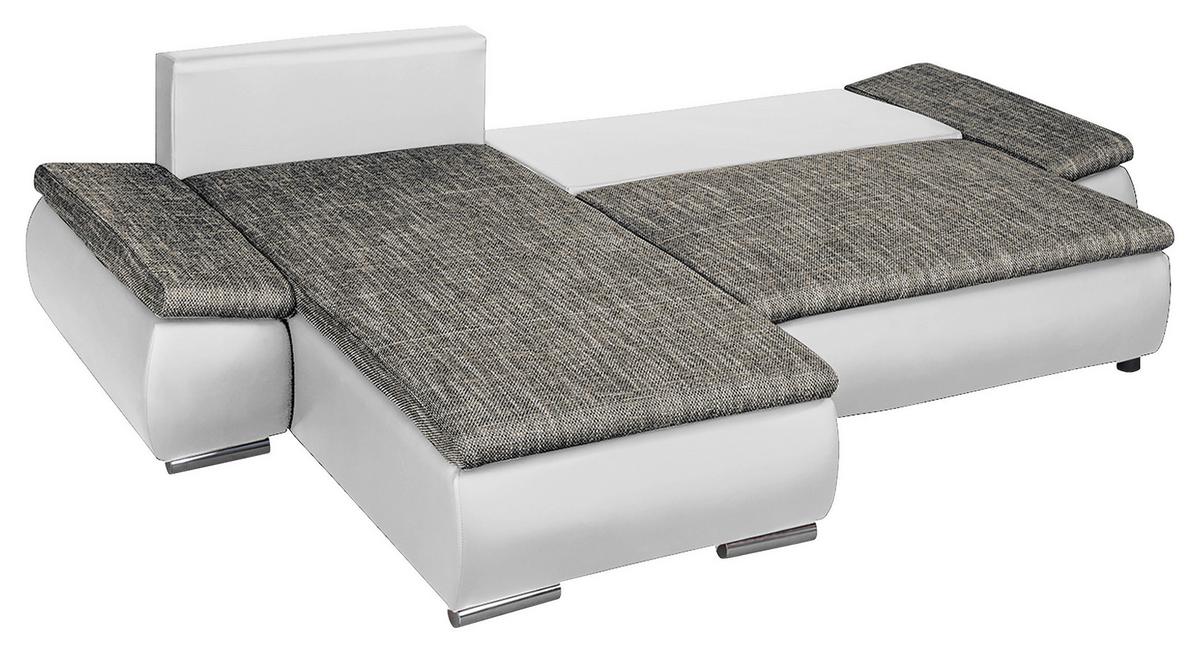 Ecksofa Acra Grau, Weiß B: 266x175 Cm - Chromfarben/Schwarz, Design, Textil (266/175cm) - Livetastic