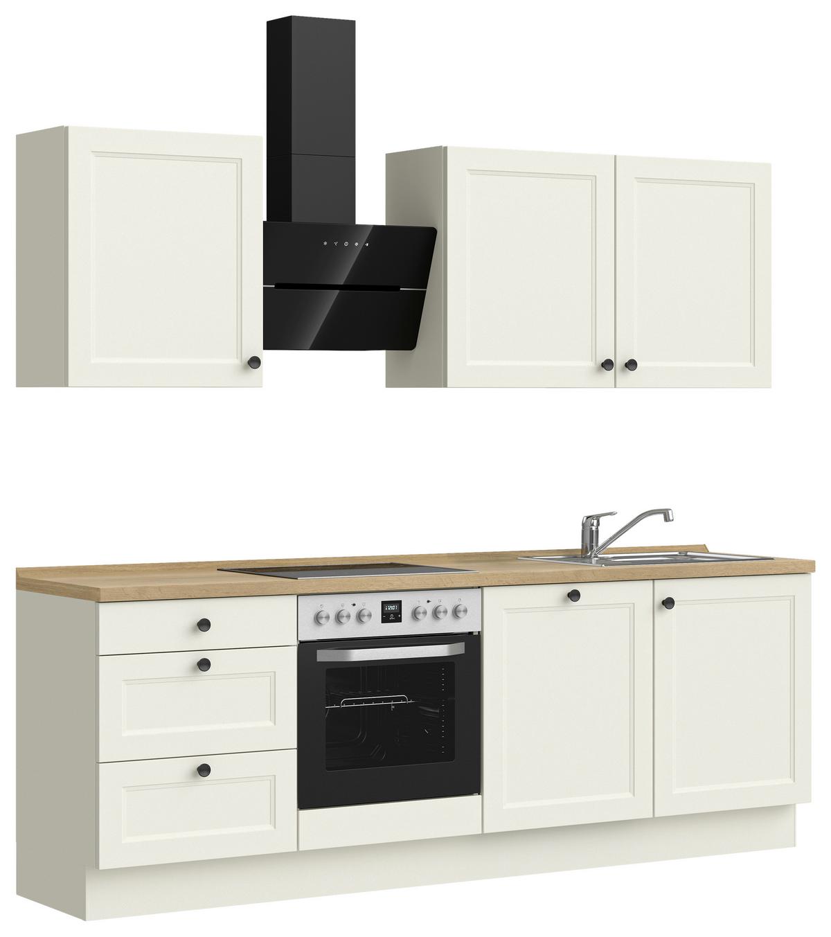 Kuchynská linka 240 cm, biela/dekor dub Sierra - čierna/biela, Modern, kov/kompozitné drevo (240cm) - Nobilia