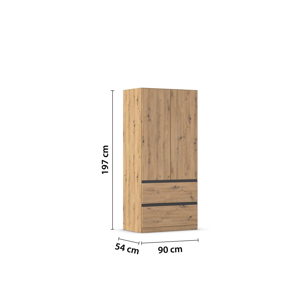 Drehtürenschrank Costa Eiche Artisan Dekor - Eiche Artisan, MODERN, Holzwerkstoff (91/197/54cm) - Rauch Möbel