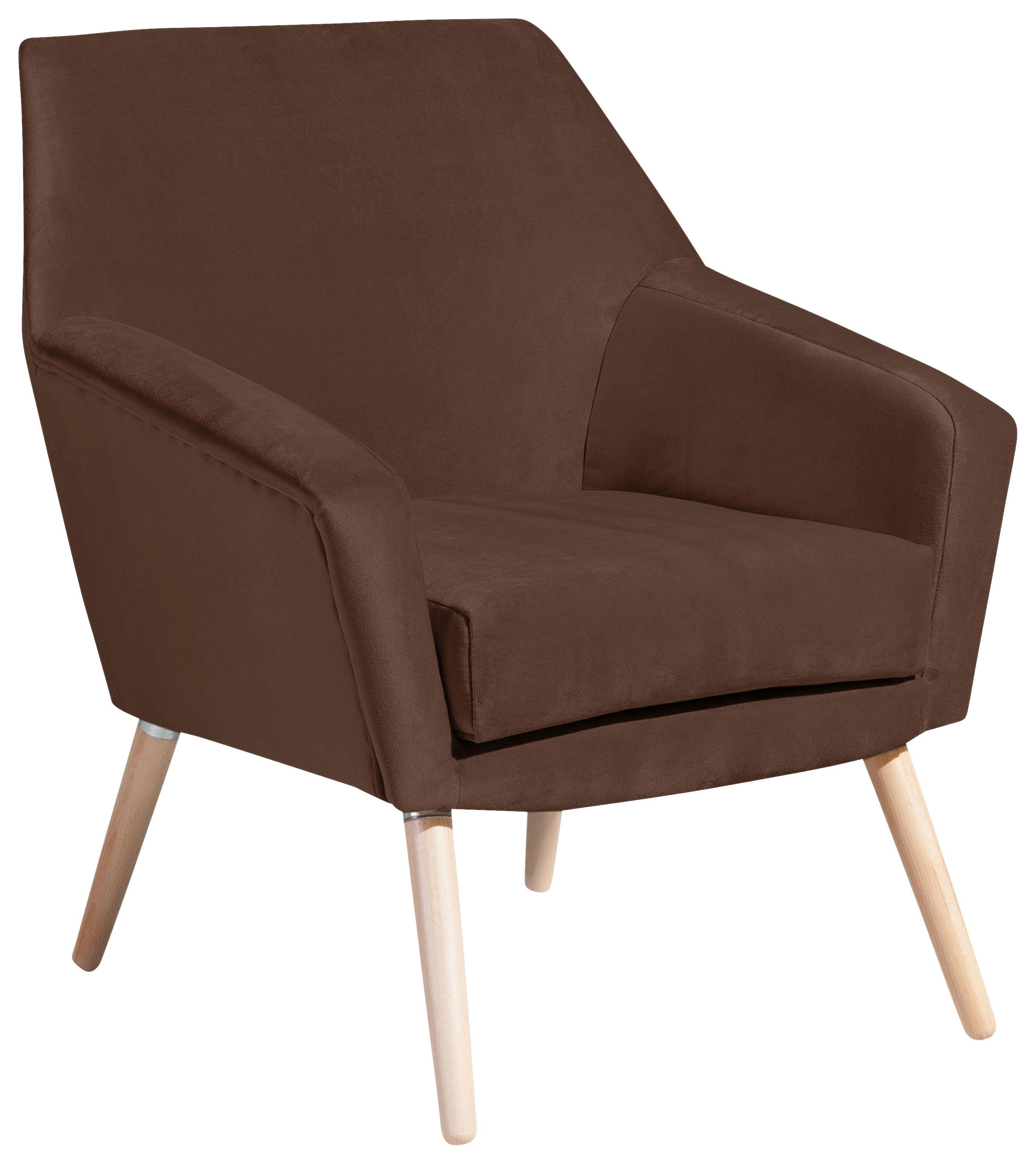 Polstersessel mit Armlehnen Alegro Samt Braun - Buchefarben/Braun, Design, Textil (67/81/71cm) - Max Winzer