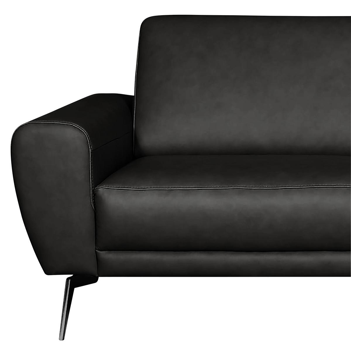3-Sitzer-Sofa Spring, Schwarz B: 207 cm - Schwarz, Design, Leder (207/85/92cm) - Livetastic