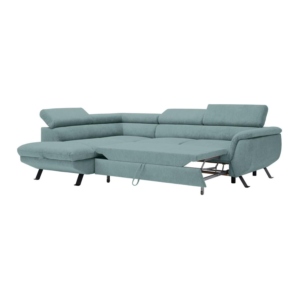 Rohová sedačka RAVEN, ľavá, petrolejová - čierna/petrolejová, Modern, kov/textil (198/257cm) - Mömax