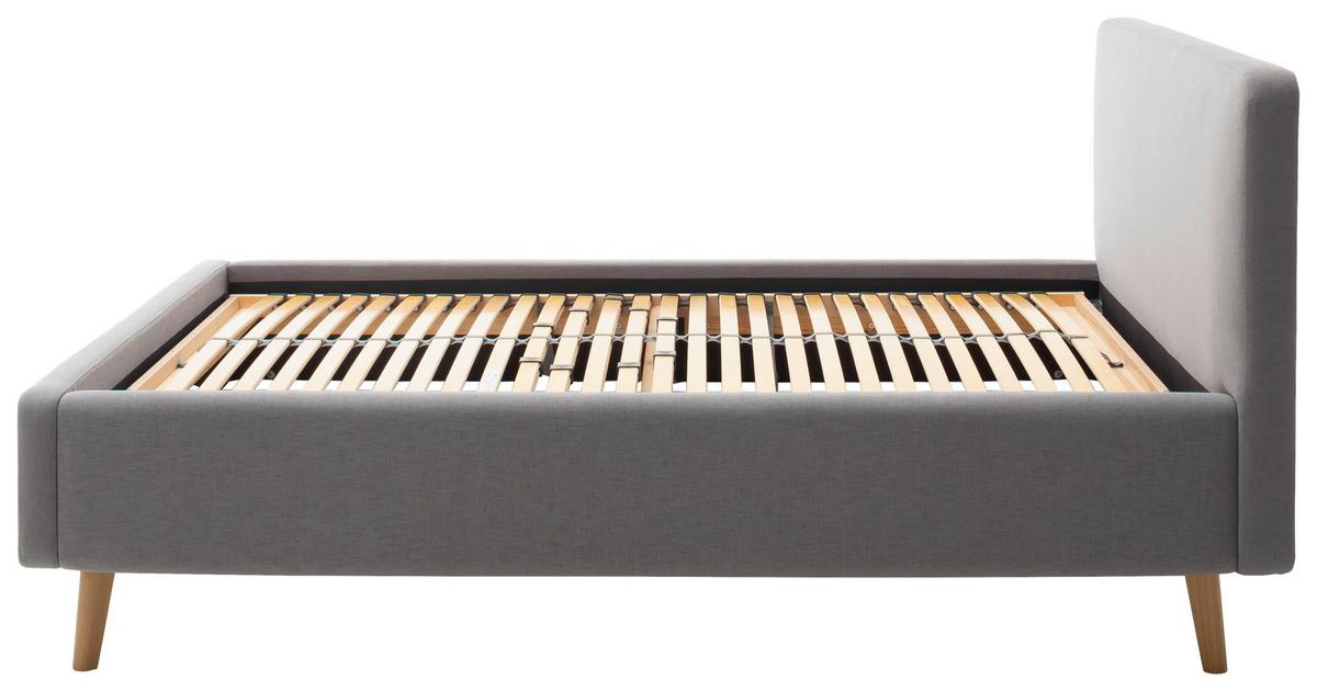 Polsterbett Mattis 140x200cm Hellgrau, Inkl. Bettkasten - Eichefarben/Hellgrau, Design, Holz/Textil (140/200cm) - Livetastic