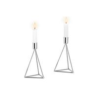 Kerzenständer-Set Eisen für Stabkerzen 2-teilig - Silberfarben, Basics, Metall (9,5/16,5cm) - Echtwerk