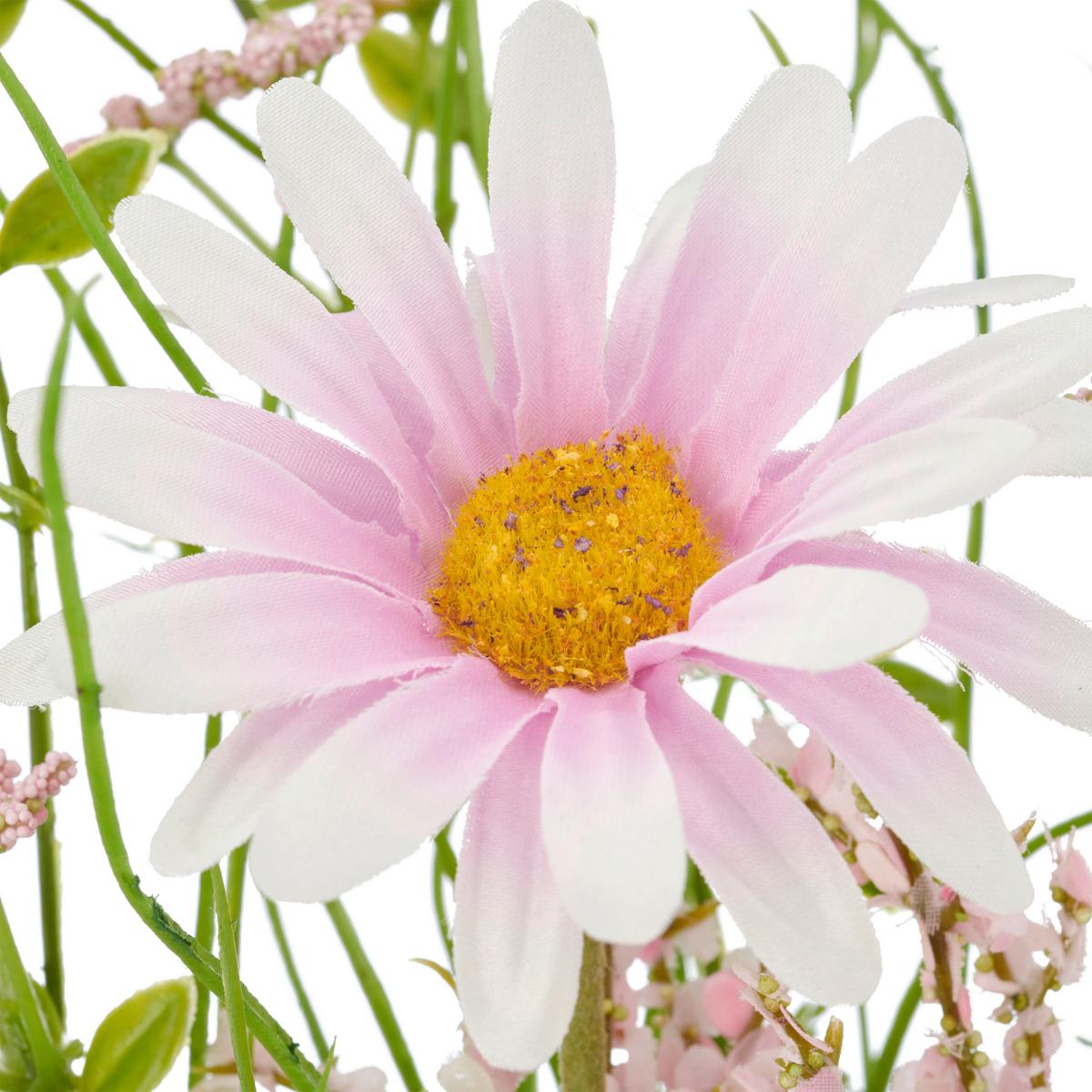 Umelý kvet margaréta MAGERITEN-MIX-STRAUSS II -PAZ- - zelená/ružová, Basics, kov/textil (65cm) - Mömax