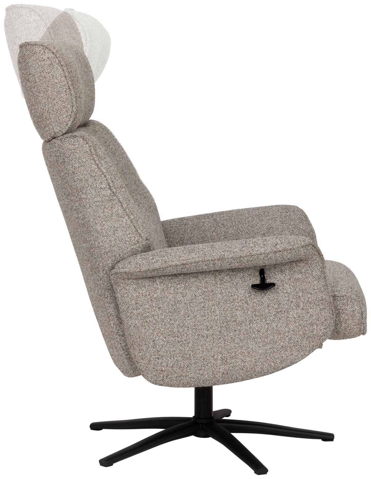 Relaxsesselset Mellow Taupe B: 77 cm - Taupe/Schwarz, Design, Holz/Textil (77/108/81cm) - Livetastic