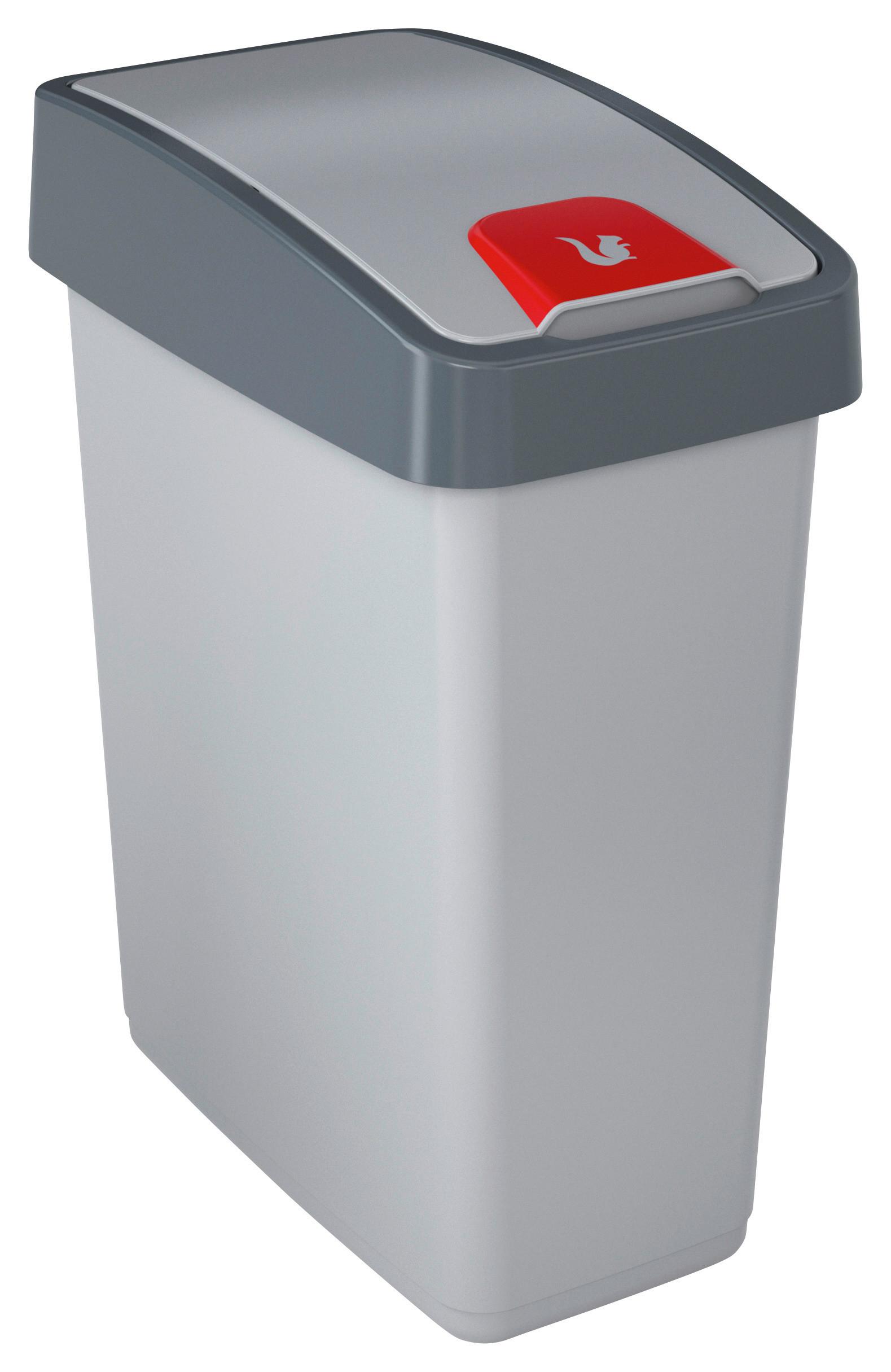 Mülleimer Magne + Deckel 25 L Kunststoff Silber/Grau - Silberfarben, KONVENTIONELL, Kunststoff (39,5/24/47,5cm)