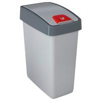 Mülleimer Magne + Deckel 25 L Kunststoff Silber/Grau - Silberfarben, KONVENTIONELL, Kunststoff (39,5/24/47,5cm)