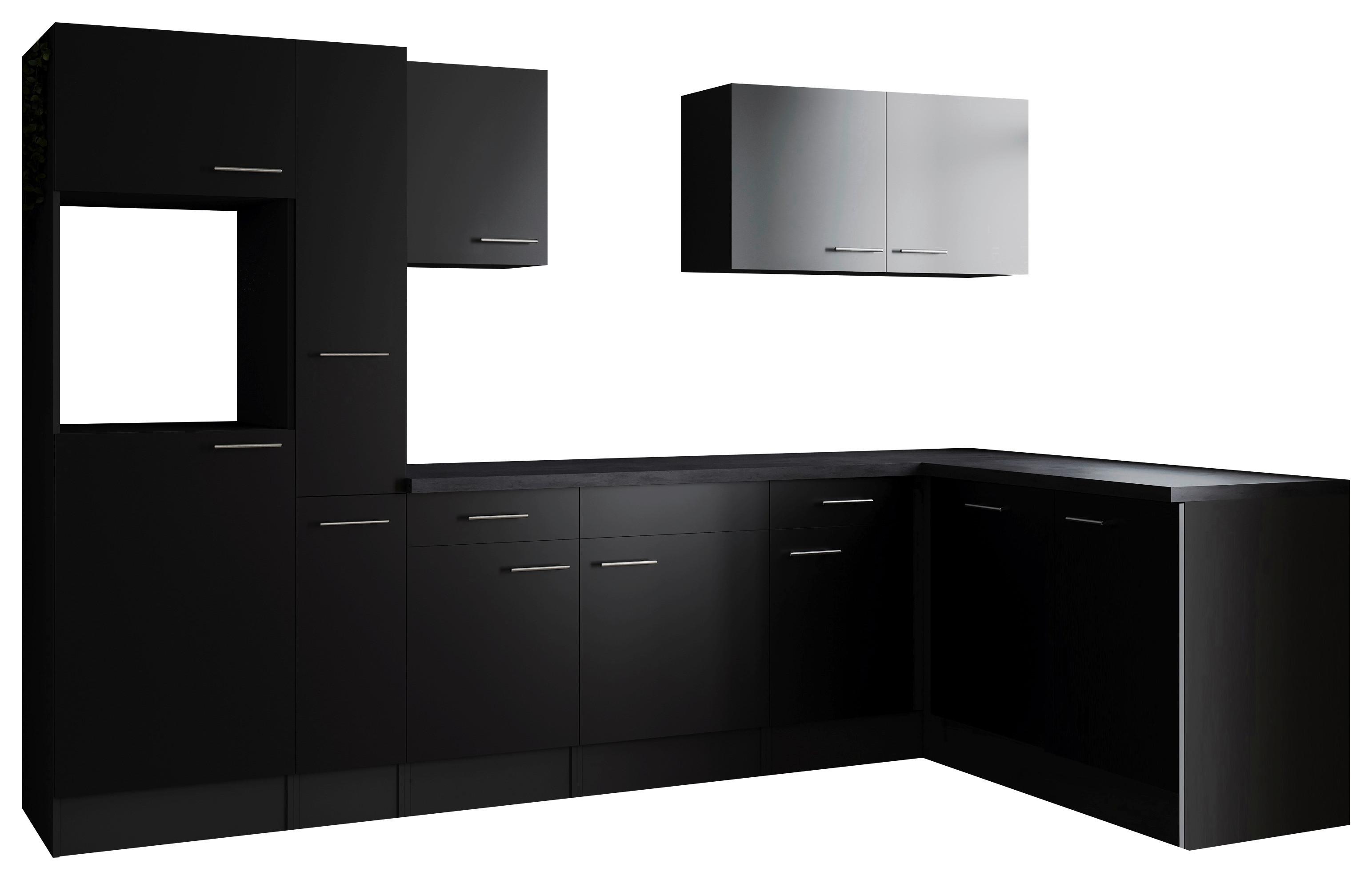 Eckküche Oliver Schwarz, Grau S: 310x172 Cm - Schwarz/Grau, Design, Holzwerkstoff (310/172cm) - Respekta