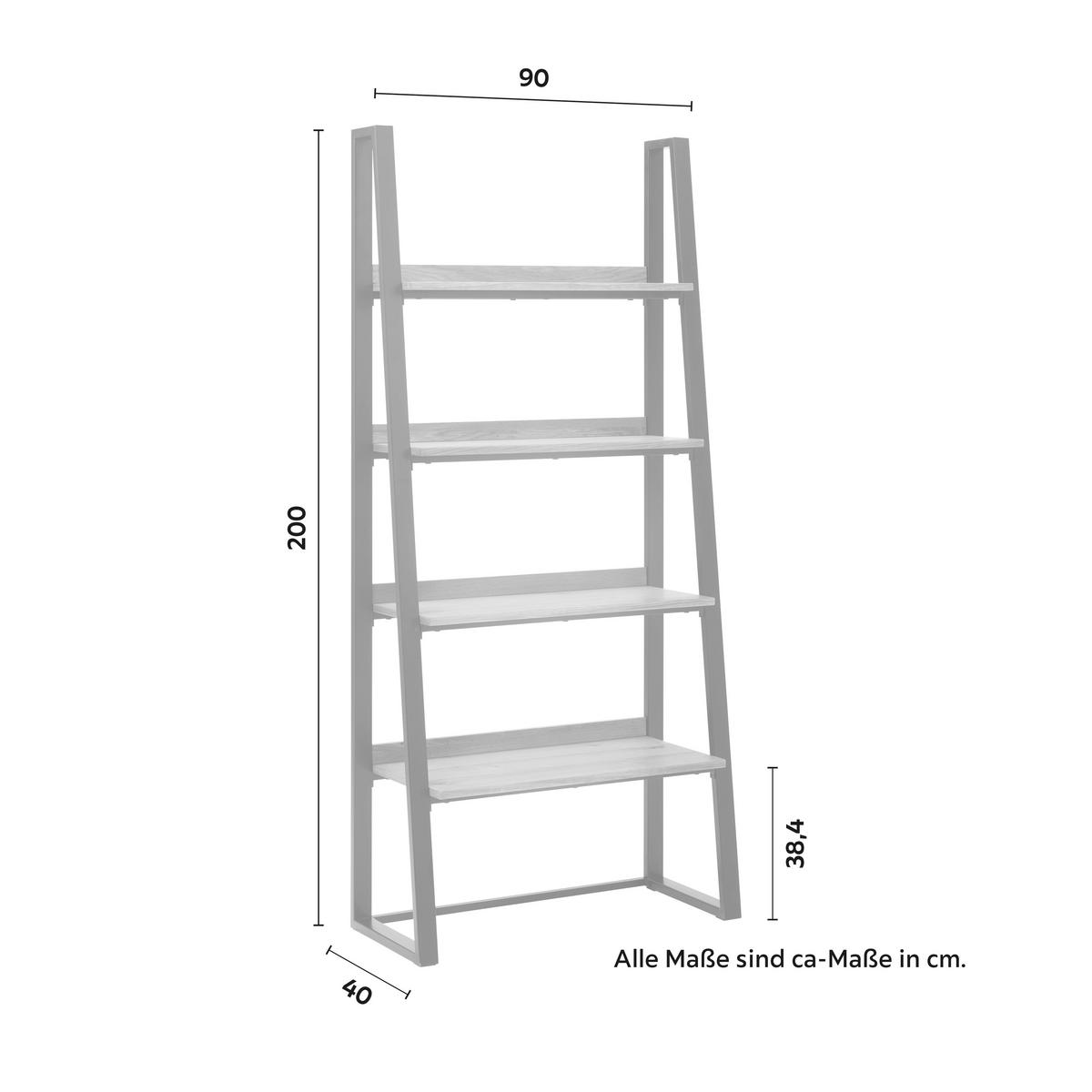 Industriálny regál Juno 90cm - černá/barvy dubu, Moderní, kov/dřevo (90/200/40cm) - Bessagi Home