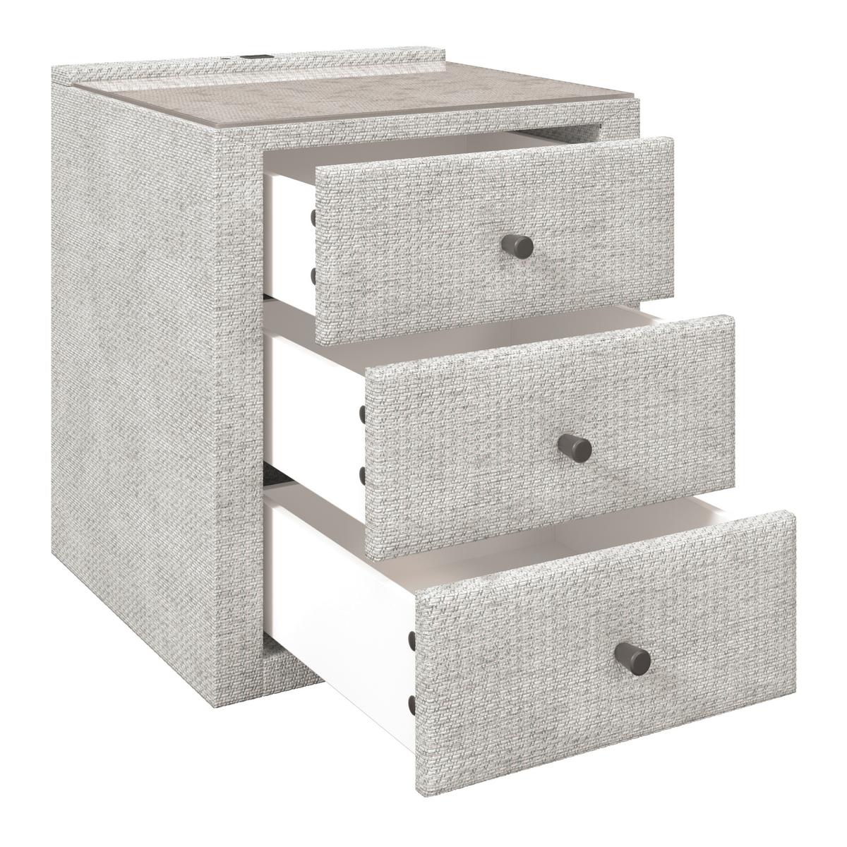 Nachtkästchen Brisbane I inkl. USB Anschluss B: 49,5cm - Creme, Trend, Glas/Holzwerkstoff (49,5/56,5/46cm) - Sembella