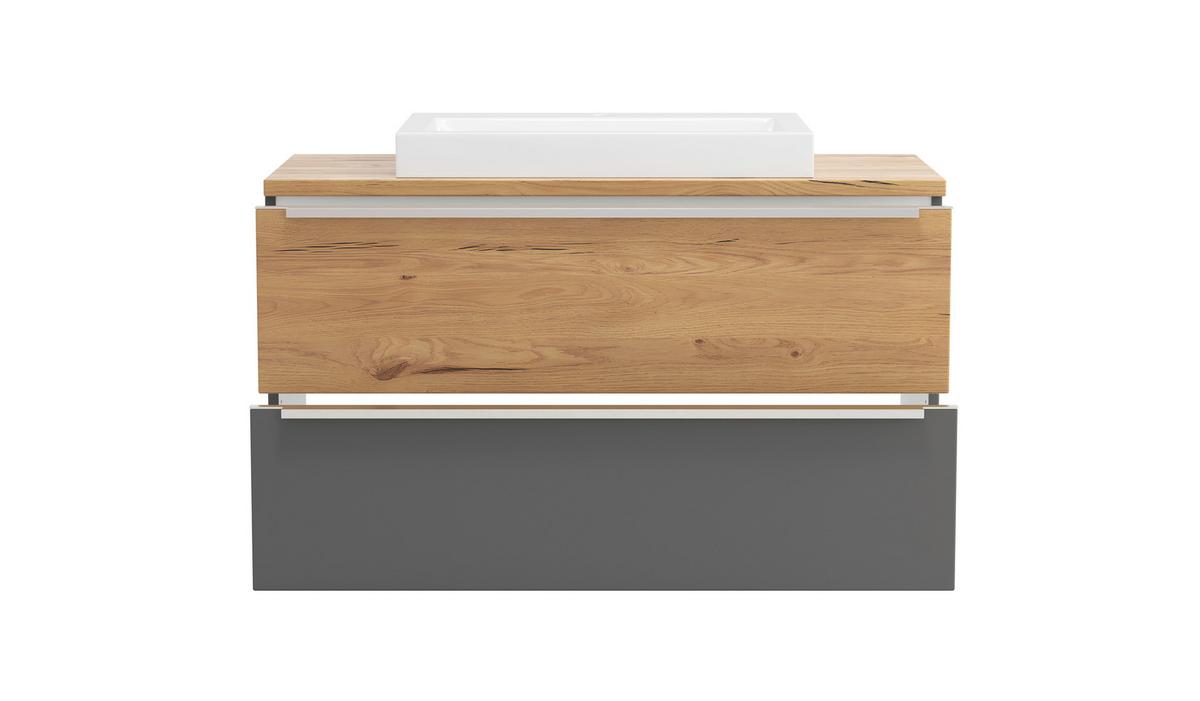 Waschtischkombi Verona Weiß/Wildeiche B: 100cm - Wildeiche/Weiß, Trend, Holzwerkstoff/Stein (100/63/47cm) - Held