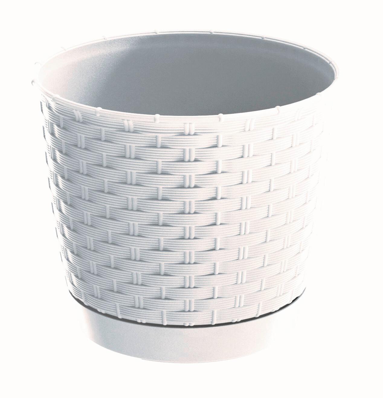 Virágcserép Ratolla 22cm - fehér, műanyag (22cm)