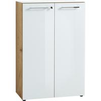 Aktenschrank Gw-Monteria Weiß/Eiche Dekor B: 80 cm - Eichefarben/Weiß, MODERN, Glas/Holzwerkstoff (80/120/37cm) - Germania