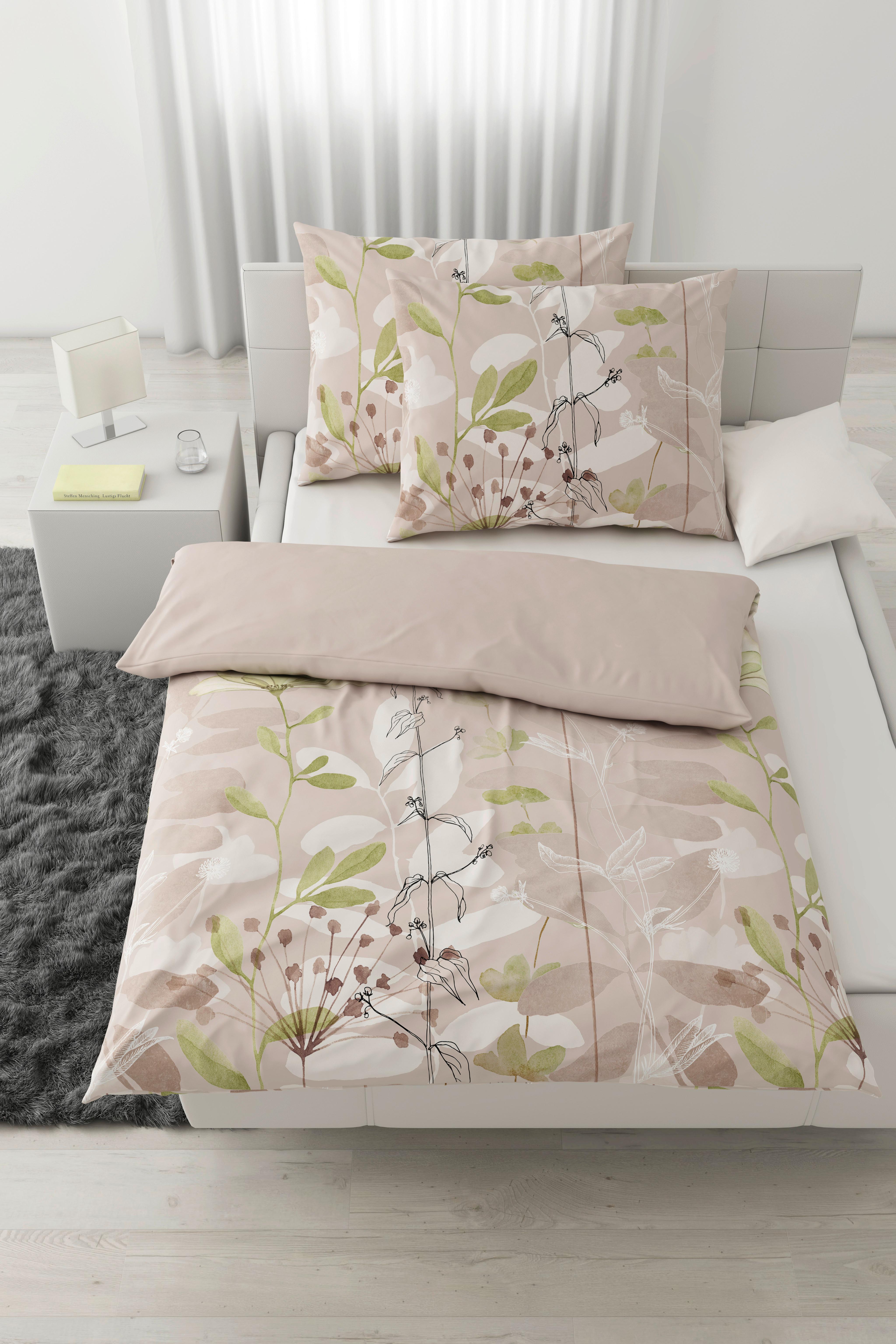 Povlečení Loala XXL, 2x70/90 200/220cm - zelená/béžová, Romantický / Rustikální, textil (200/220cm) - Mömax