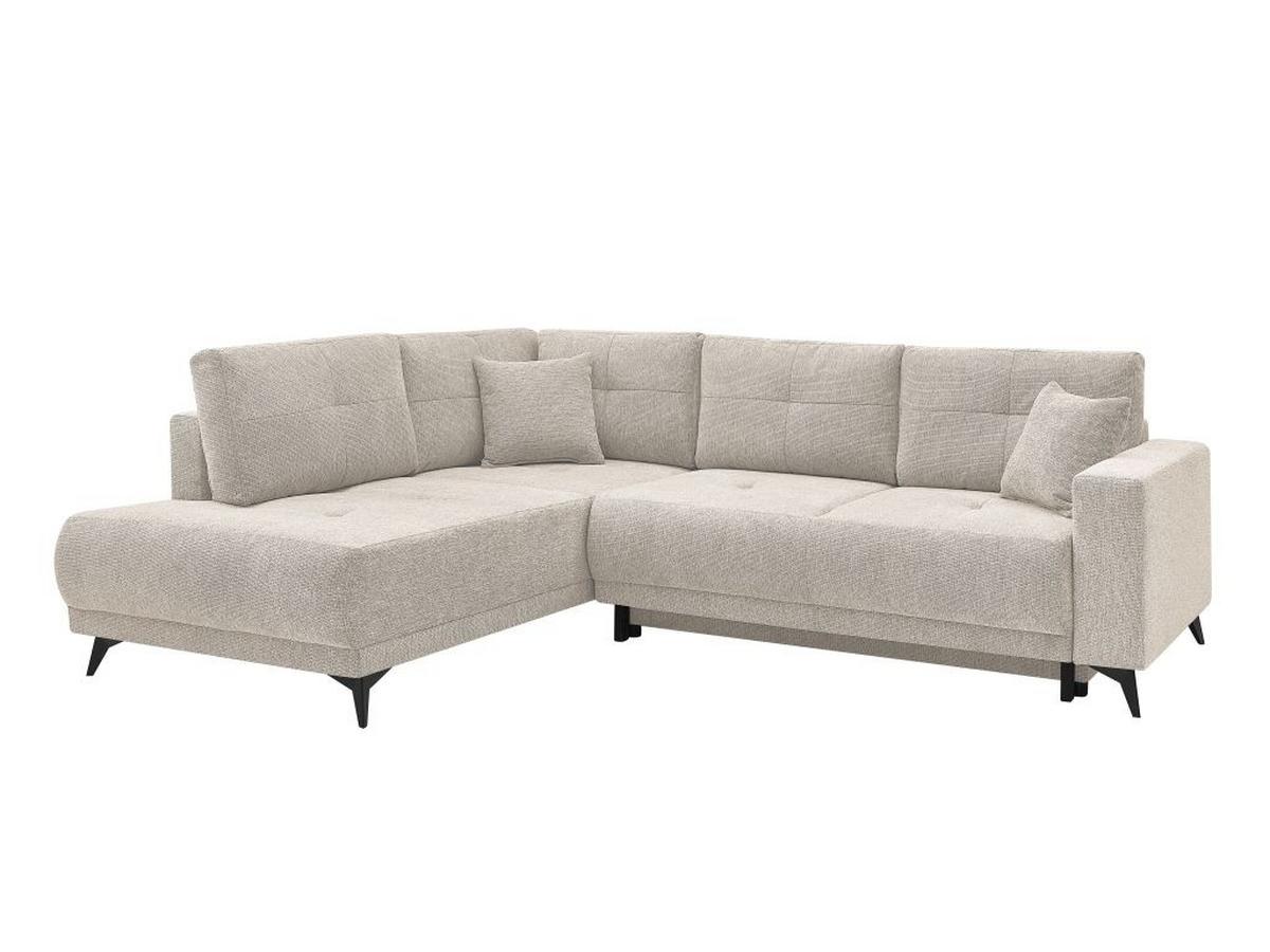 Rohová sedačka TEXAS, levá, béžová - černá/béžová, Konvenční, dřevo (203/259cm) - Based