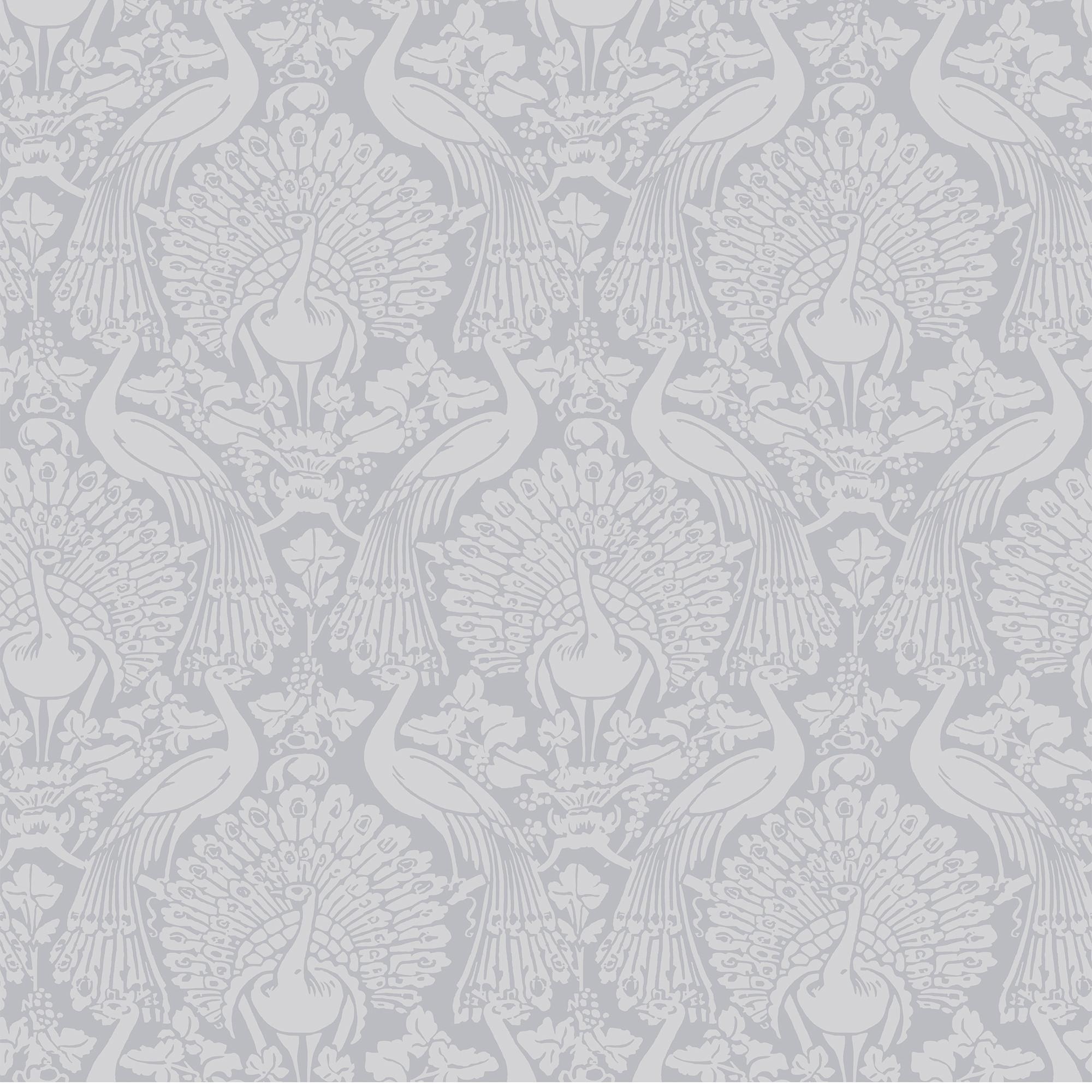 Vliestapete Peacock Damask - Grau, Basics, Papier/Kunststoff (52/1000cm)