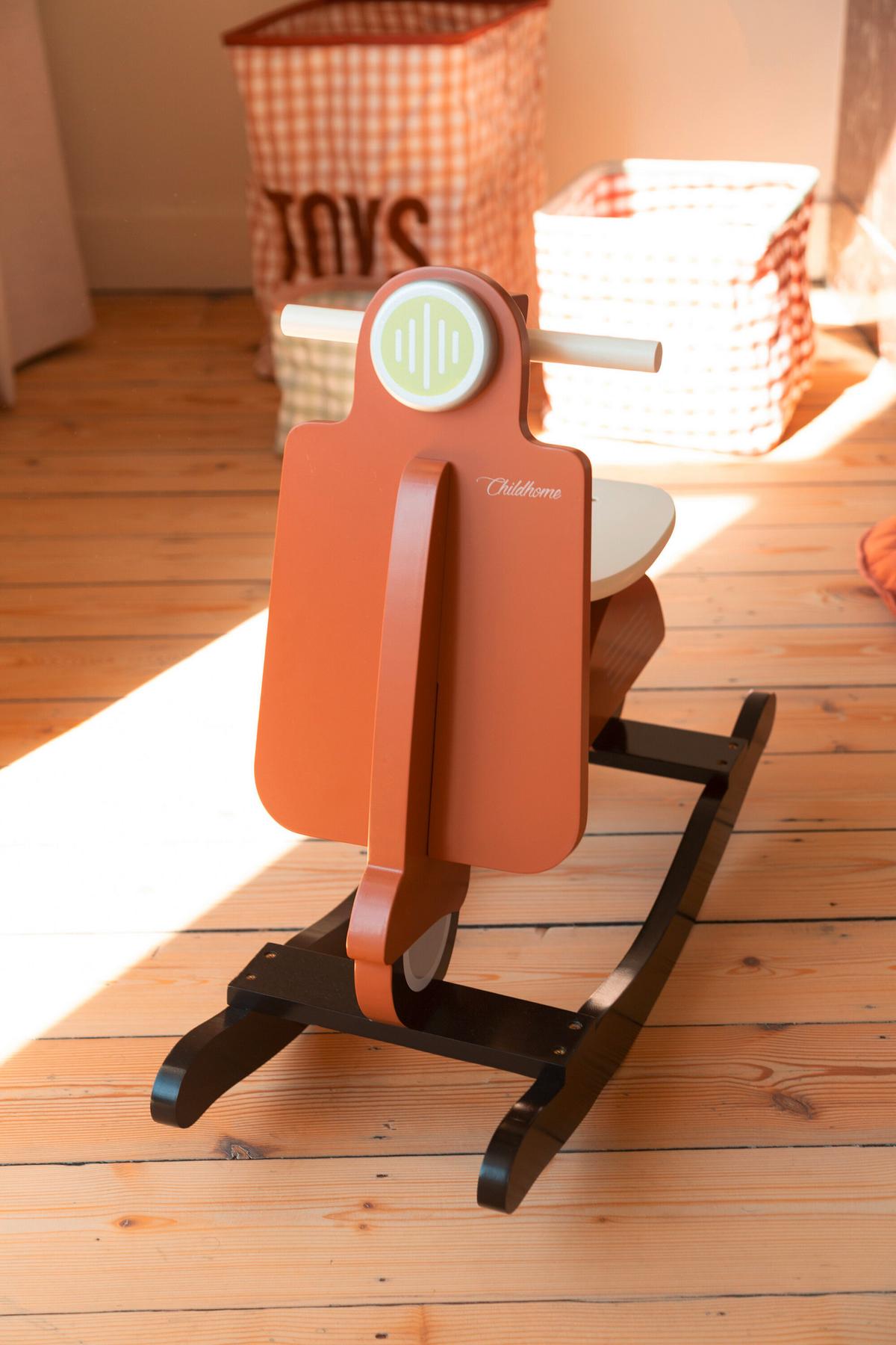 Schaukeltier Roller Schwarz, Rostfarben, L: 70 cm - Rostfarben/Schwarz, KONVENTIONELL, Holzwerkstoff (70/25/57cm) - Childhome