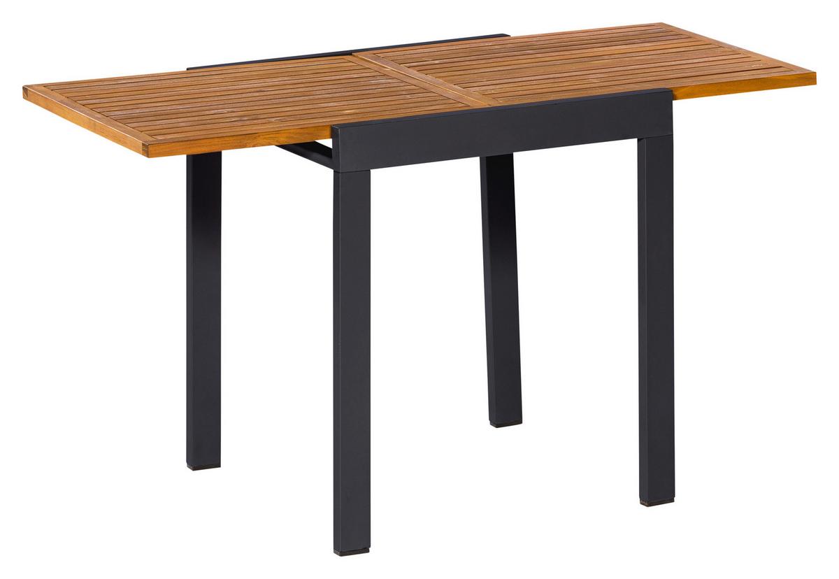 Balkontisch Balkonausziehtisch - Graphitfarben/Naturfarben, MODERN, Holz/Metall (65-130/75/65cm) - Gardenson