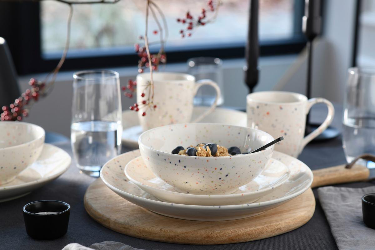 Kombiservice Confetti Weiß Creme 16--Teilig - Creme, Basics, Keramik - Creatable