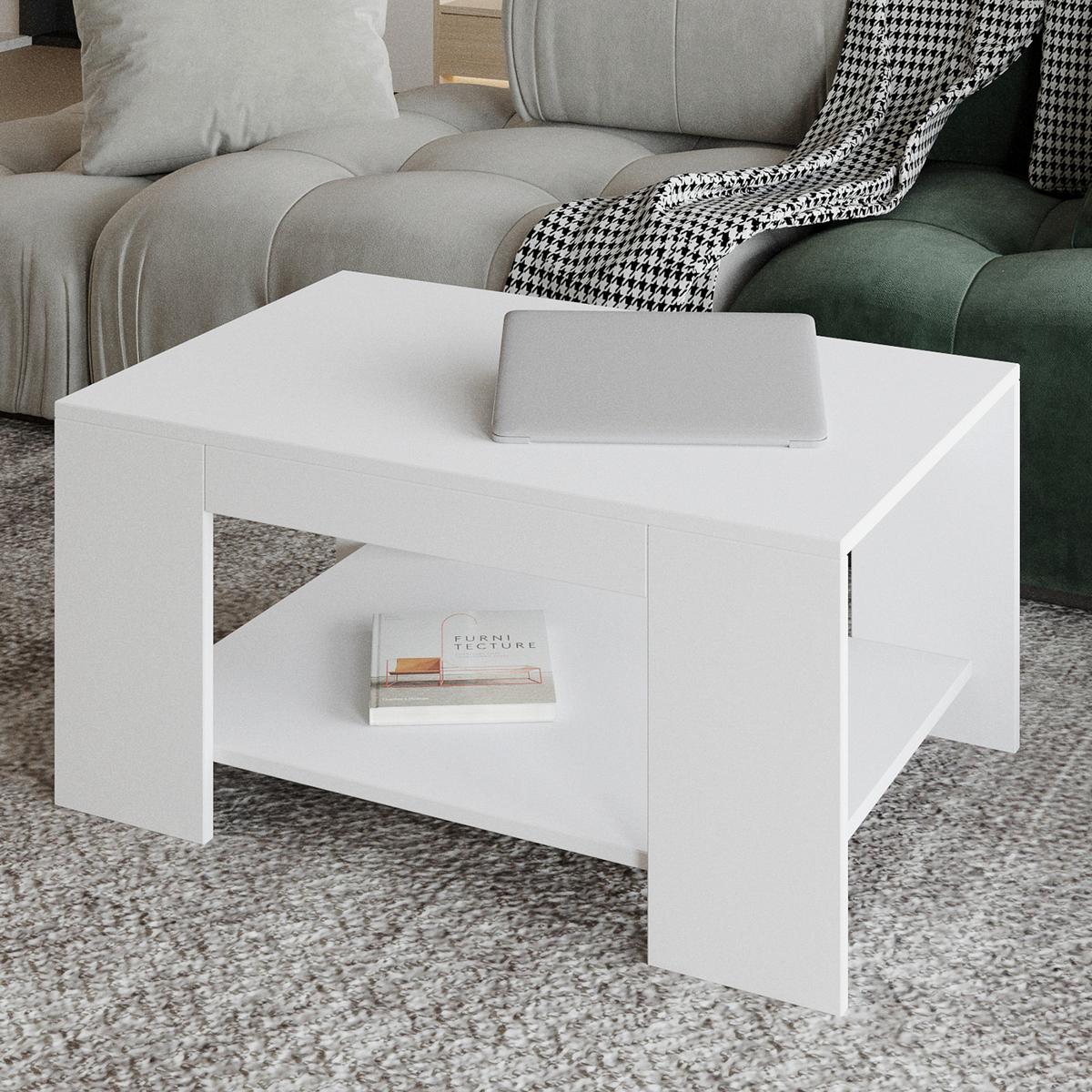 Couchtisch Lina Weiß B: 90 Cm - Weiß, Design, Holzwerkstoff (90/60/44cm) - Livetastic