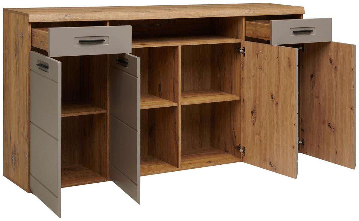 Sideboard B: 200 Cm Auris Basalt/eiche Dekor - MODERN, Holzwerkstoff (200/104,7/43,1cm) - Luca Bessoni