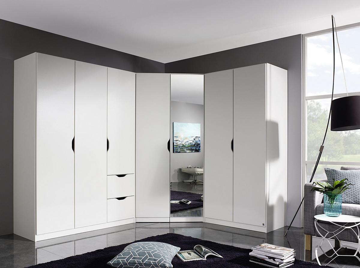 Eckschrank Grifflos 117cm Freising, Weiß - Weiß, MODERN, Holzwerkstoff (117/197/104cm) - Rauch Möbel