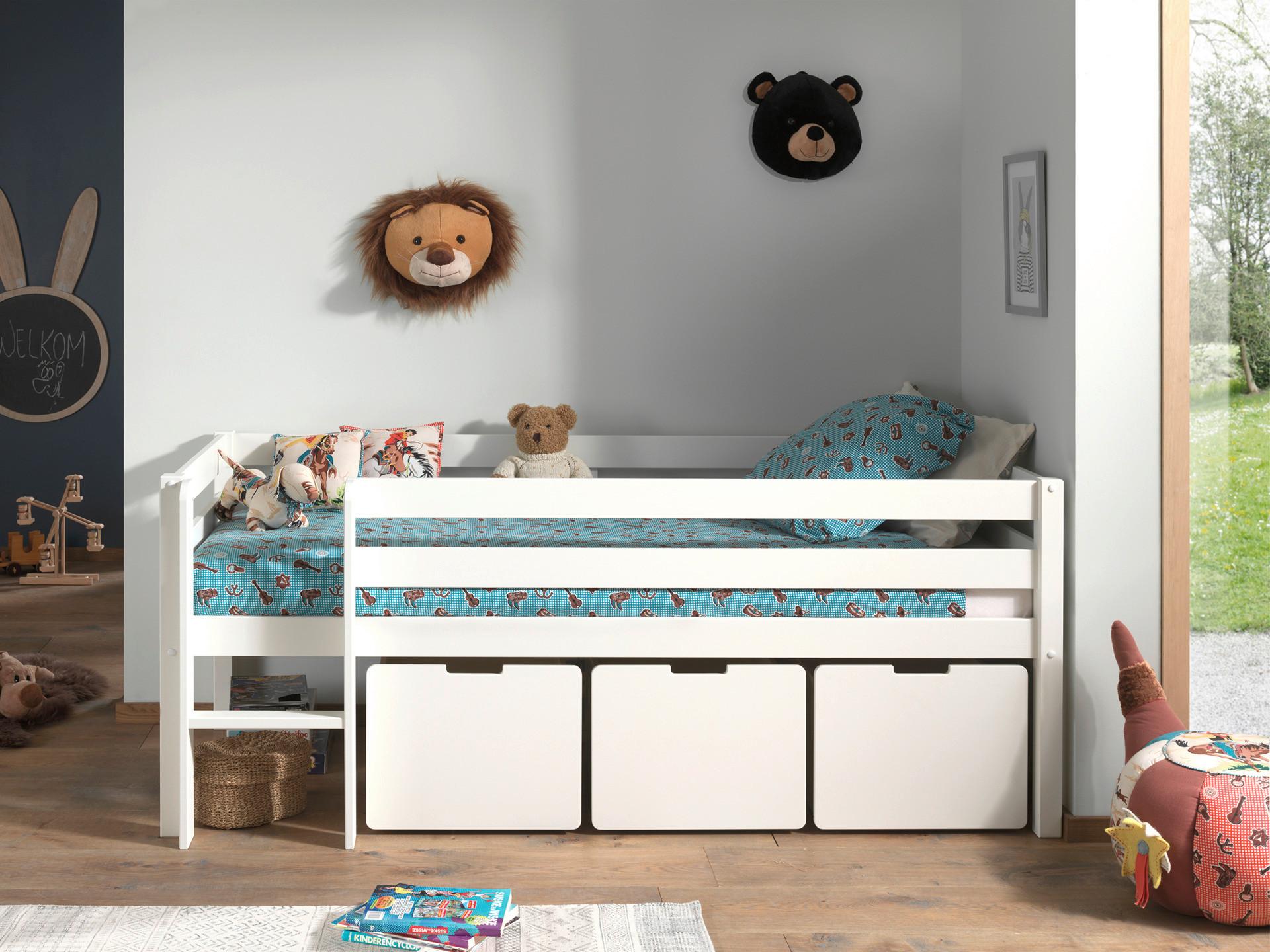 Hochbett Pino inkl. Bettlade 90x200 cm - Weiß, MODERN, Holz/Holzwerkstoff (90/200cm) - Vipack