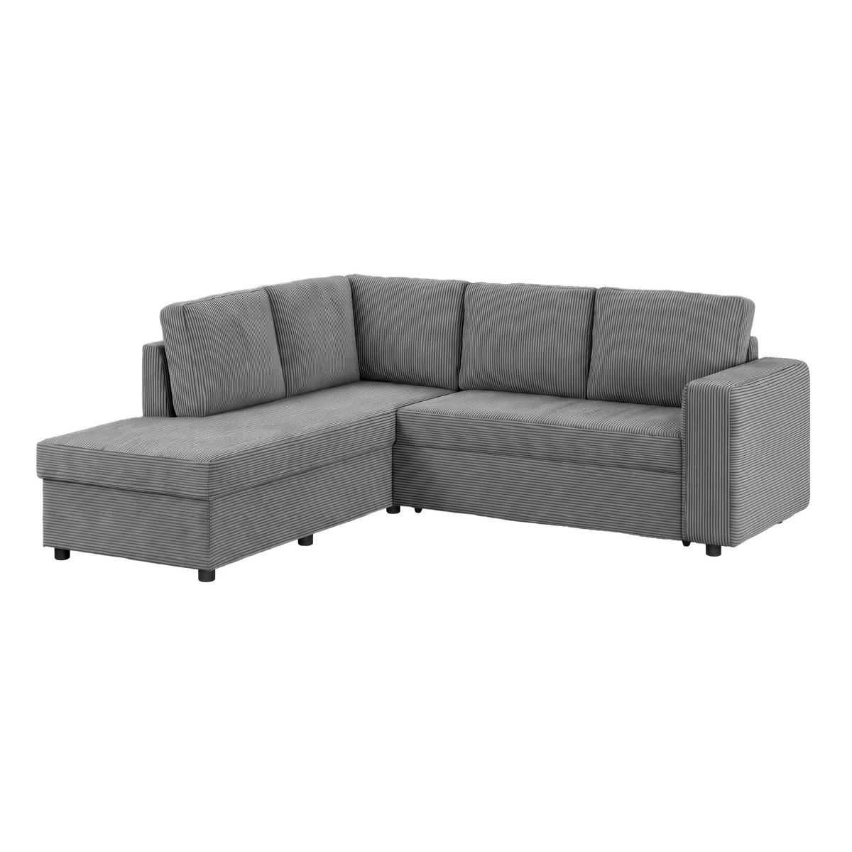 Ecksofa mit Schlaffunktion Toulouse anthrazit, 206x224cm - Anthrazit/Schwarz, Trend, Holz/Textil (206/224cm)