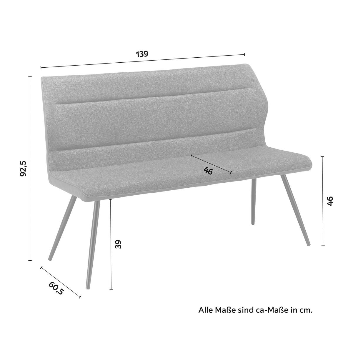 Sedací lavice Eva tmavěšedá - černá/tmavě šedá, Moderní, kov/dřevo (139/92,5/60,5cm) - Bessagi Home