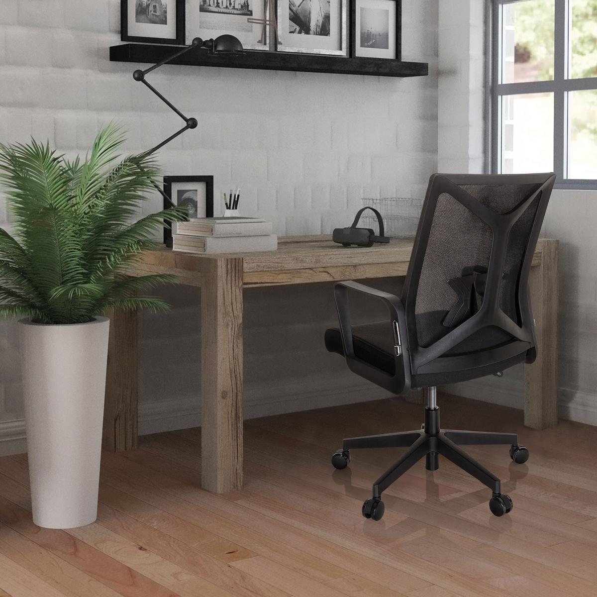 Drehstuhl Enco Schwarz - Schwarz, MODERN, Kunststoff/Textil (57/97/62cm) - MID.YOU