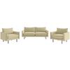 Sitzgarnitur Samos 3-teilig Beige B: 215 Cm - Beige/Schwarz, Design, Textil (215/85/92cm) - Livetastic