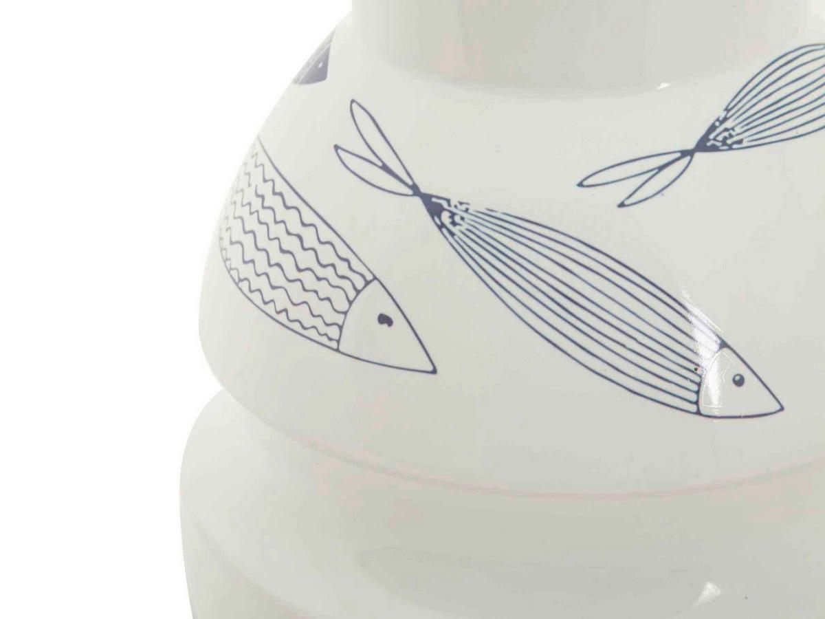 Vase Fish Blau, Weiß B: 15 Cm - Blau/Weiß, Basics, Keramik (15/24/15cm)