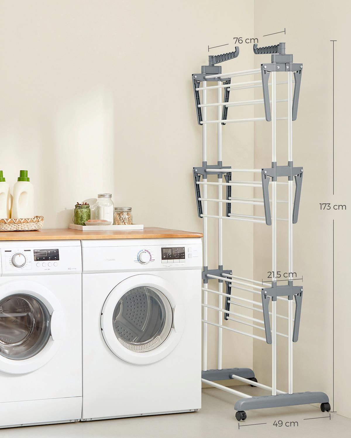 Wäschetrockner Grau/weiß B: 76 Cm - Weiß/Grau, Basics, Kunststoff/Metall (76/173/49cm)