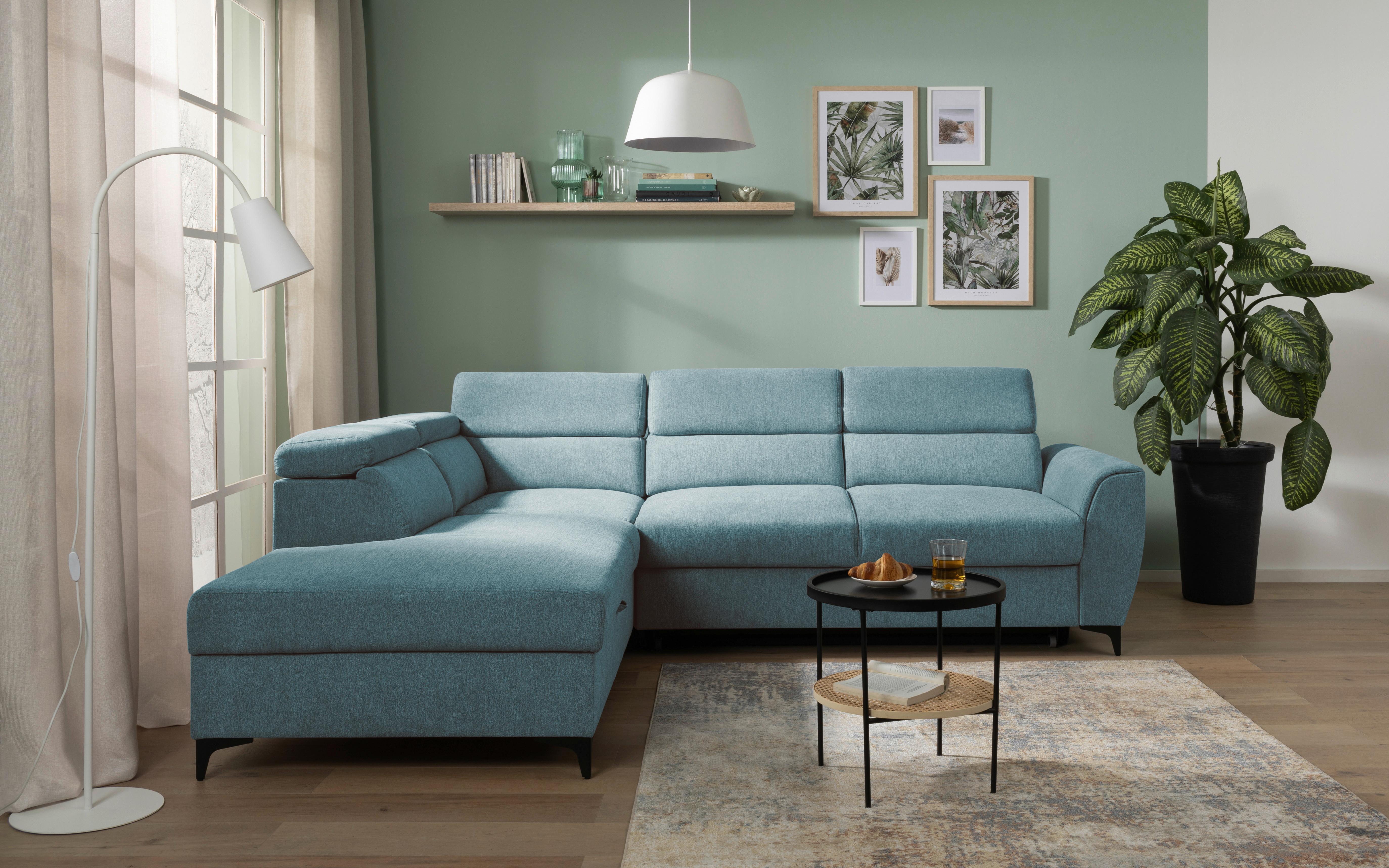 Ecksofa Lapis Petrol S: 217/255 cm - Petrol/Schwarz, KONVENTIONELL, Textil (217/255cm) - MID.YOU