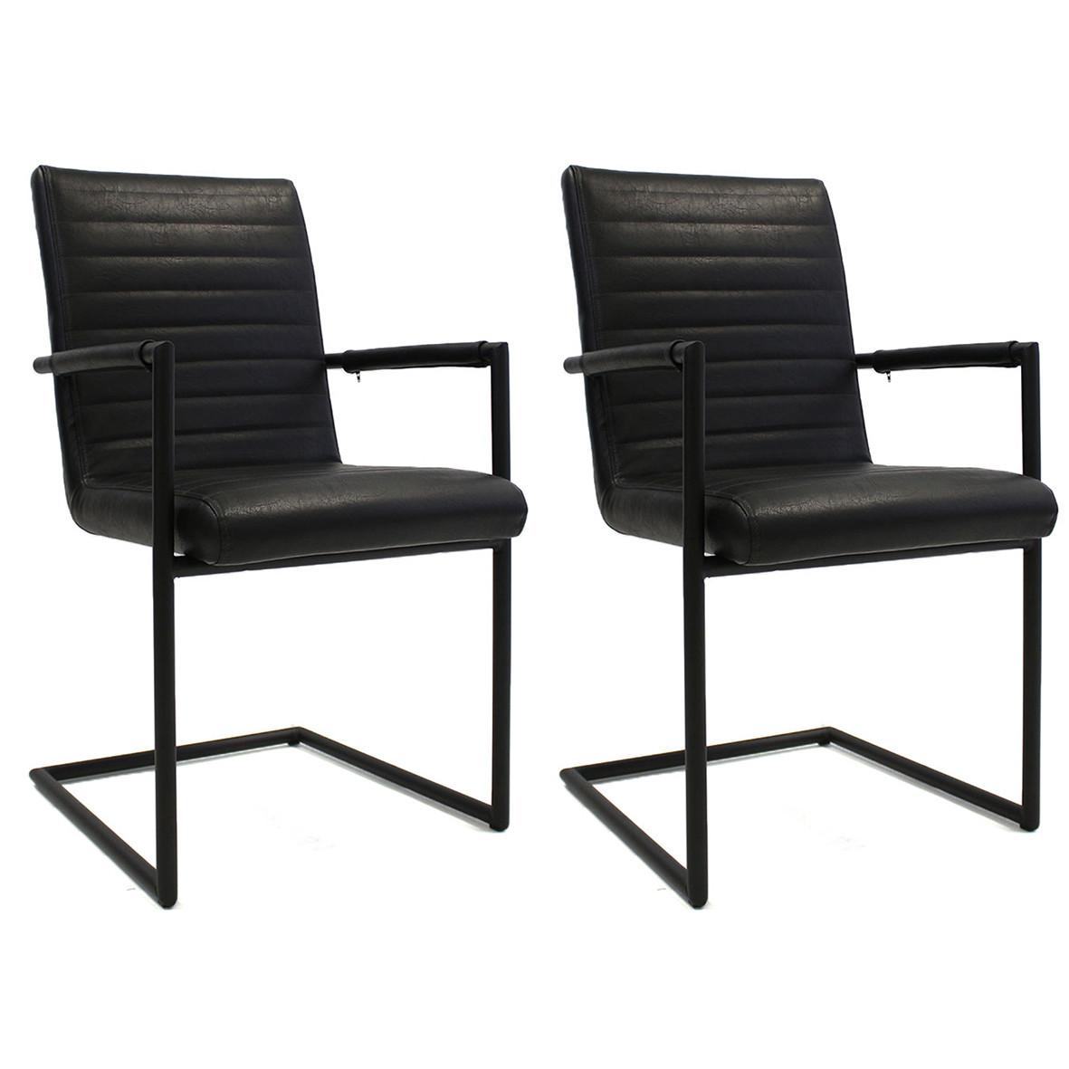 Armlehnstuhl Bars Schwarz Gepolstert 2er-Set - Schwarz, LIFESTYLE, Kunststoff/Textil (54/97/57cm) - MID.YOU