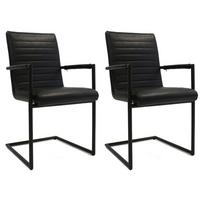 Armlehnstuhl Bars Schwarz Gepolstert 2er-Set - Schwarz, LIFESTYLE, Kunststoff/Textil (54/97/57cm) - MID.YOU