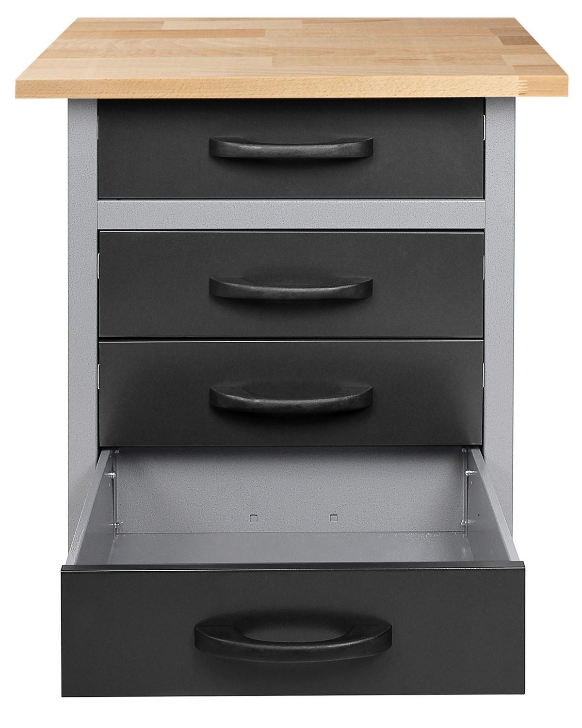 Werkbank-Set Entdecker Echtholz/Stahl B: 120 cm - Anthrazit/Grau, Basics, Holz/Metall (120/205/60cm)